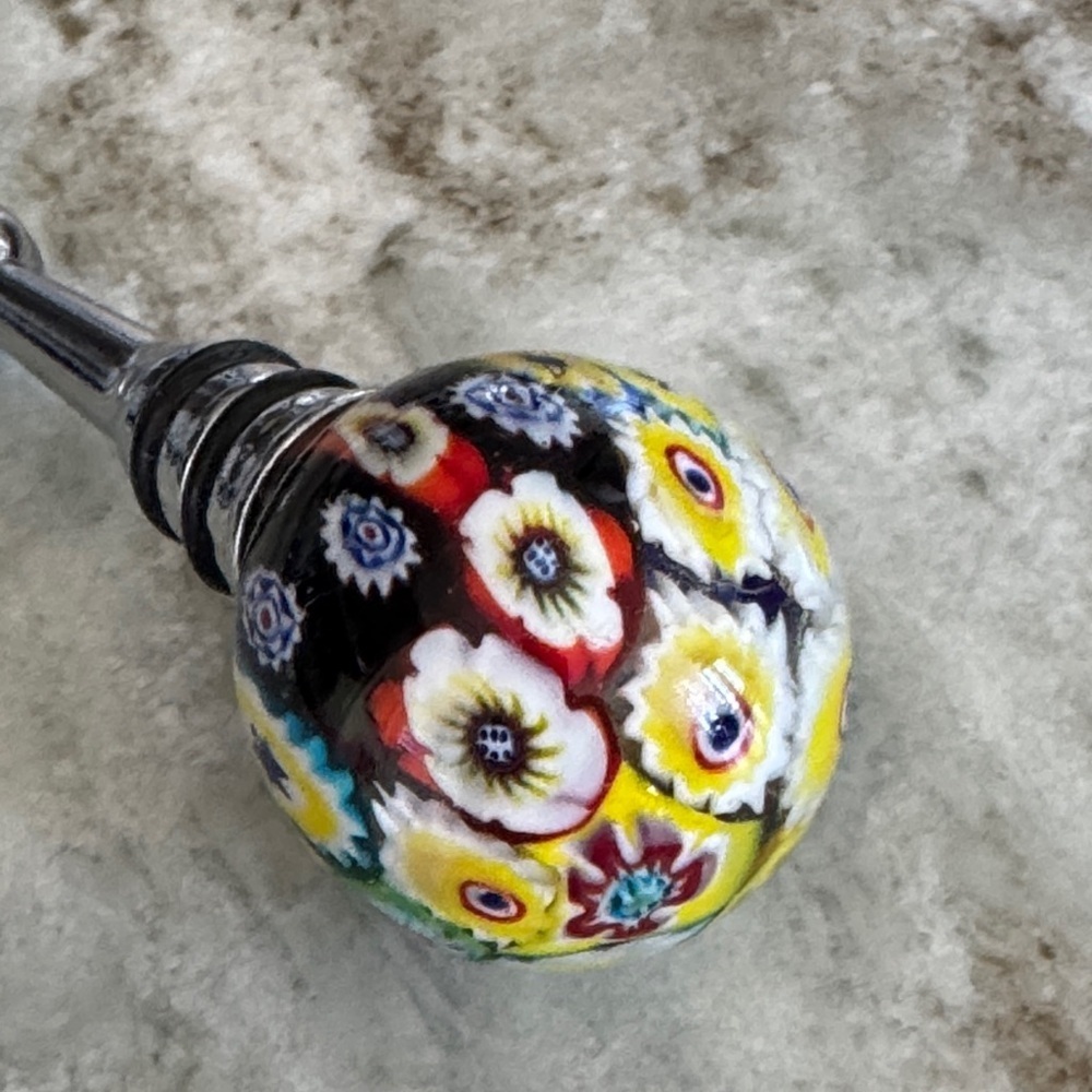 Vintage Millefiori Murano Style Multicolor Glass Bottle Stopper - Picture 4 of 9